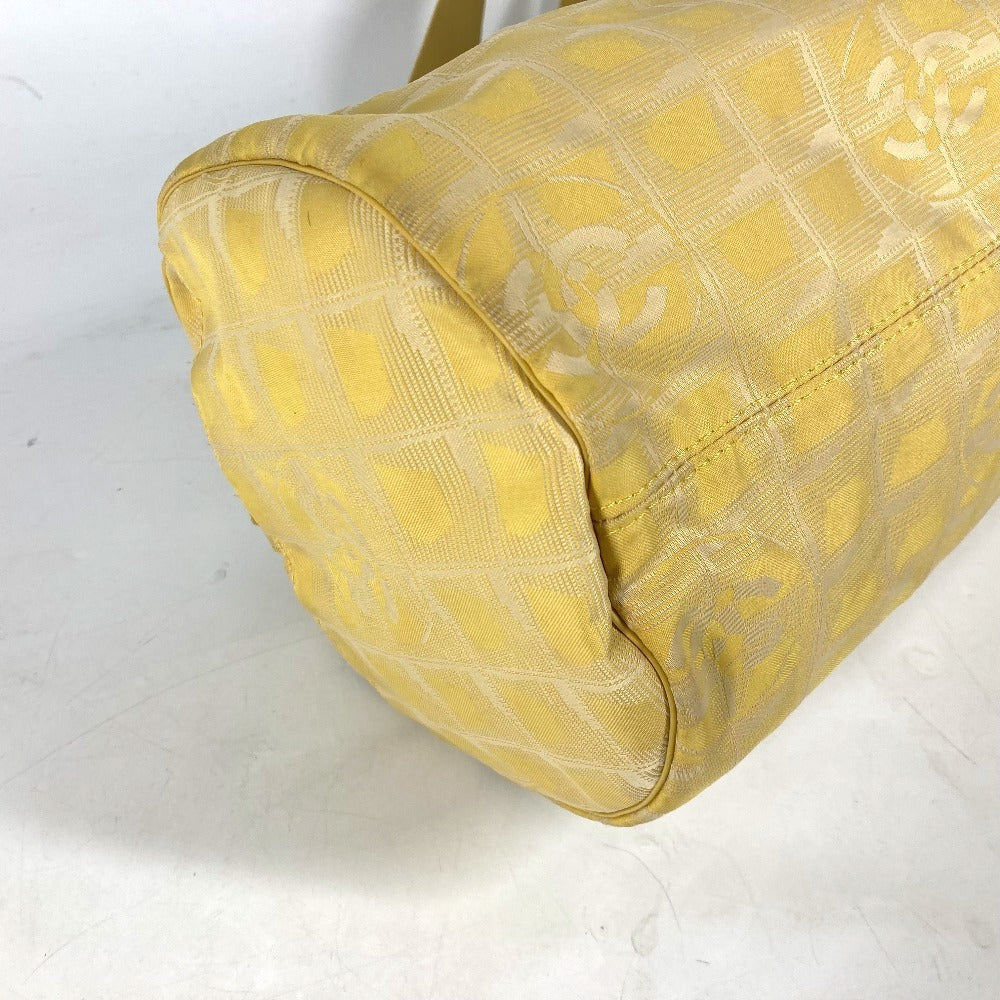 CHANEL Shoulder Bag Nylon jacquard yellow New travel line Cylindrical