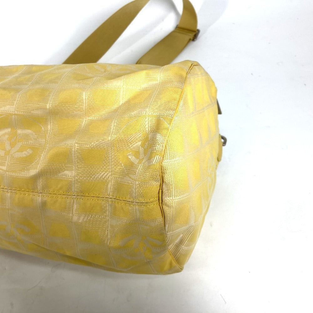 CHANEL Shoulder Bag Nylon jacquard yellow New travel line Cylindrical