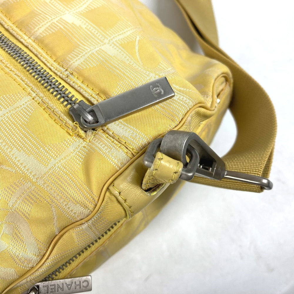 CHANEL Shoulder Bag Nylon jacquard yellow New travel line Cylindrical