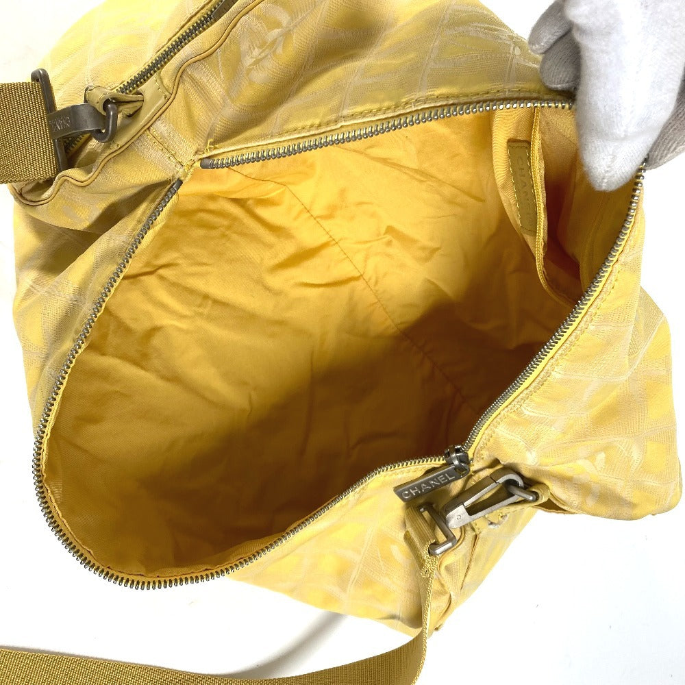 CHANEL Shoulder Bag Nylon jacquard yellow New travel line Cylindrical