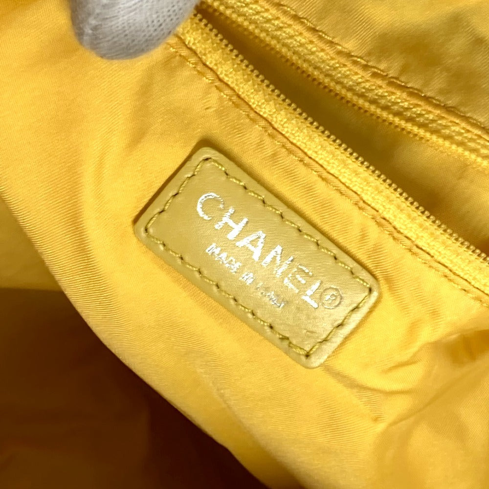 CHANEL Shoulder Bag Nylon jacquard yellow New travel line Cylindrical