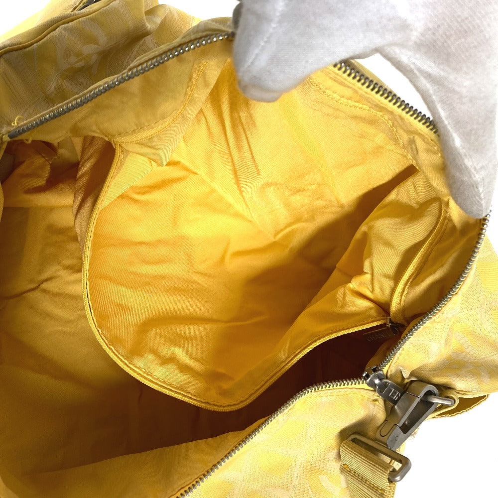 CHANEL Shoulder Bag Nylon jacquard yellow New travel line Cylindrical