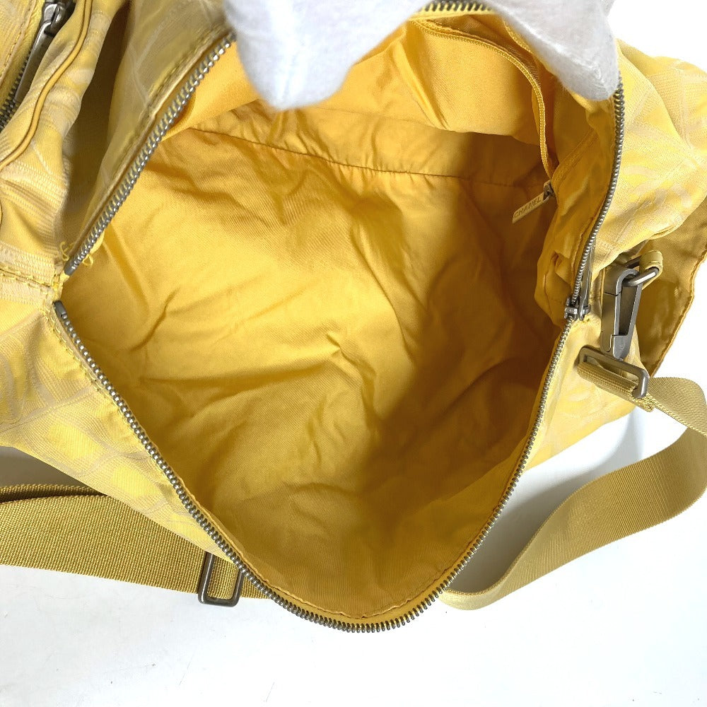 CHANEL Shoulder Bag Nylon jacquard yellow New travel line Cylindrical