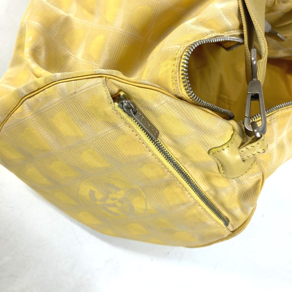 CHANEL Shoulder Bag Nylon jacquard yellow New travel line Cylindrical