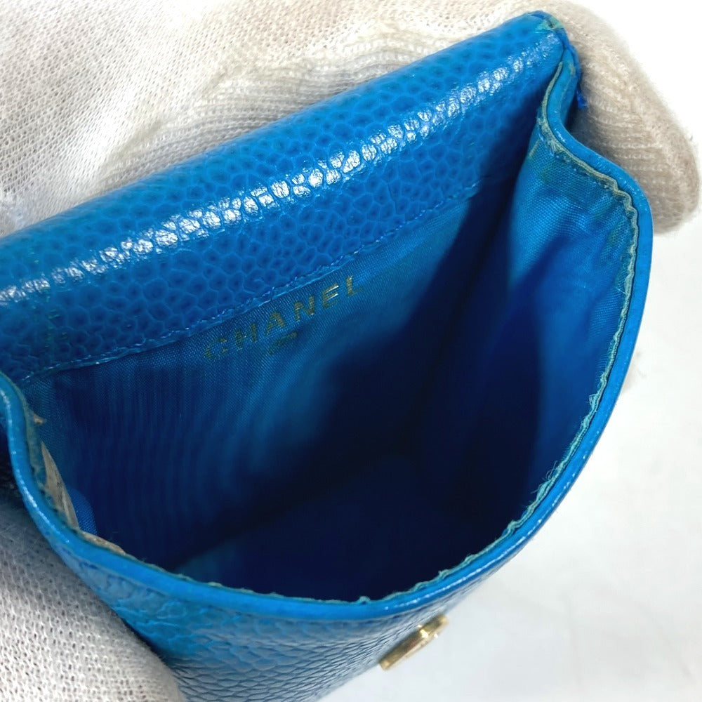 CHANEL Cigarette case A13511 Caviar skin blue CC COCO Mark