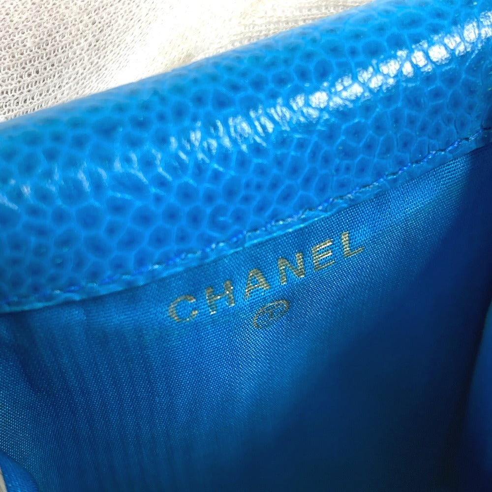 CHANEL Cigarette case A13511 Caviar skin blue CC COCO Mark