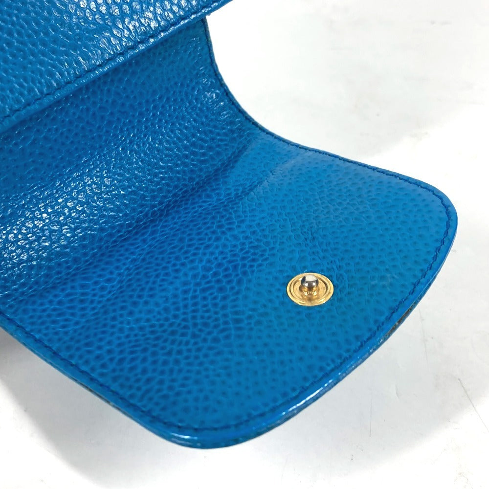 CHANEL Cigarette case A13511 Caviar skin blue CC COCO Mark