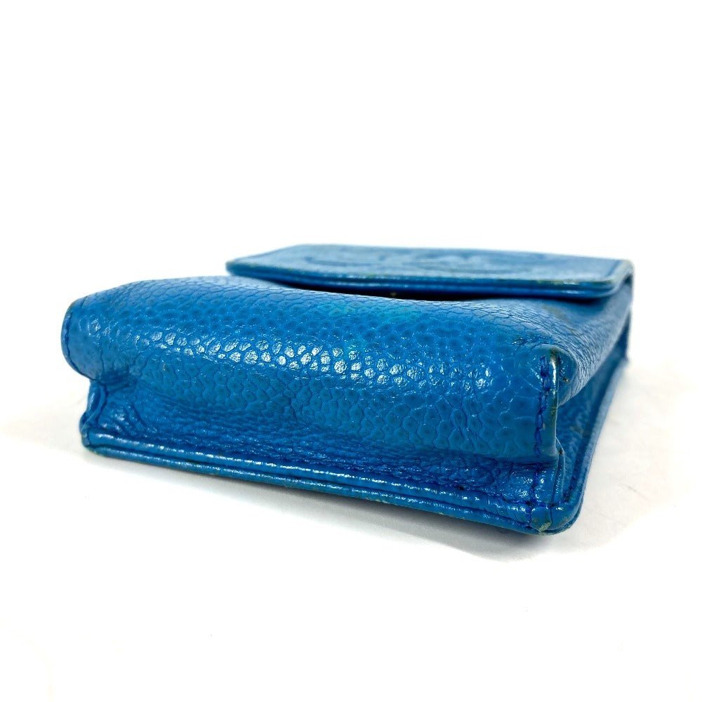 CHANEL Cigarette case A13511 Caviar skin blue CC COCO Mark