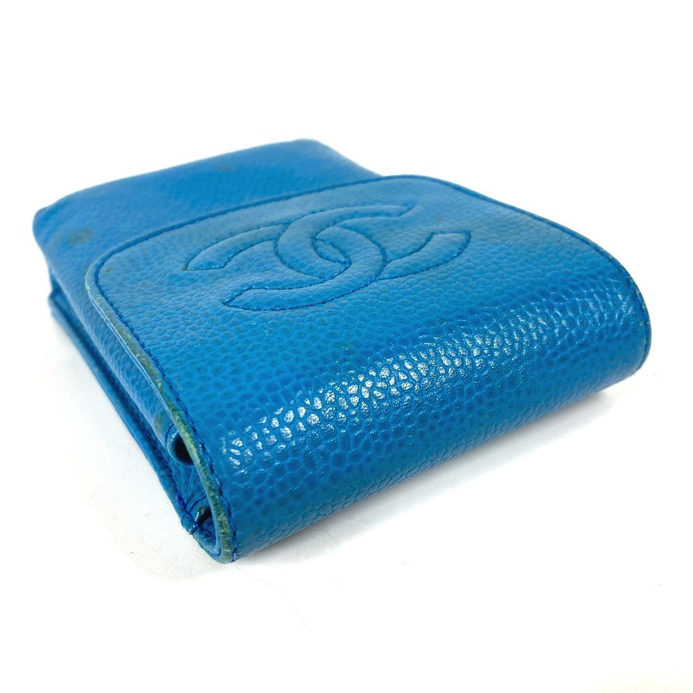 CHANEL Cigarette case A13511 Caviar skin blue CC COCO Mark