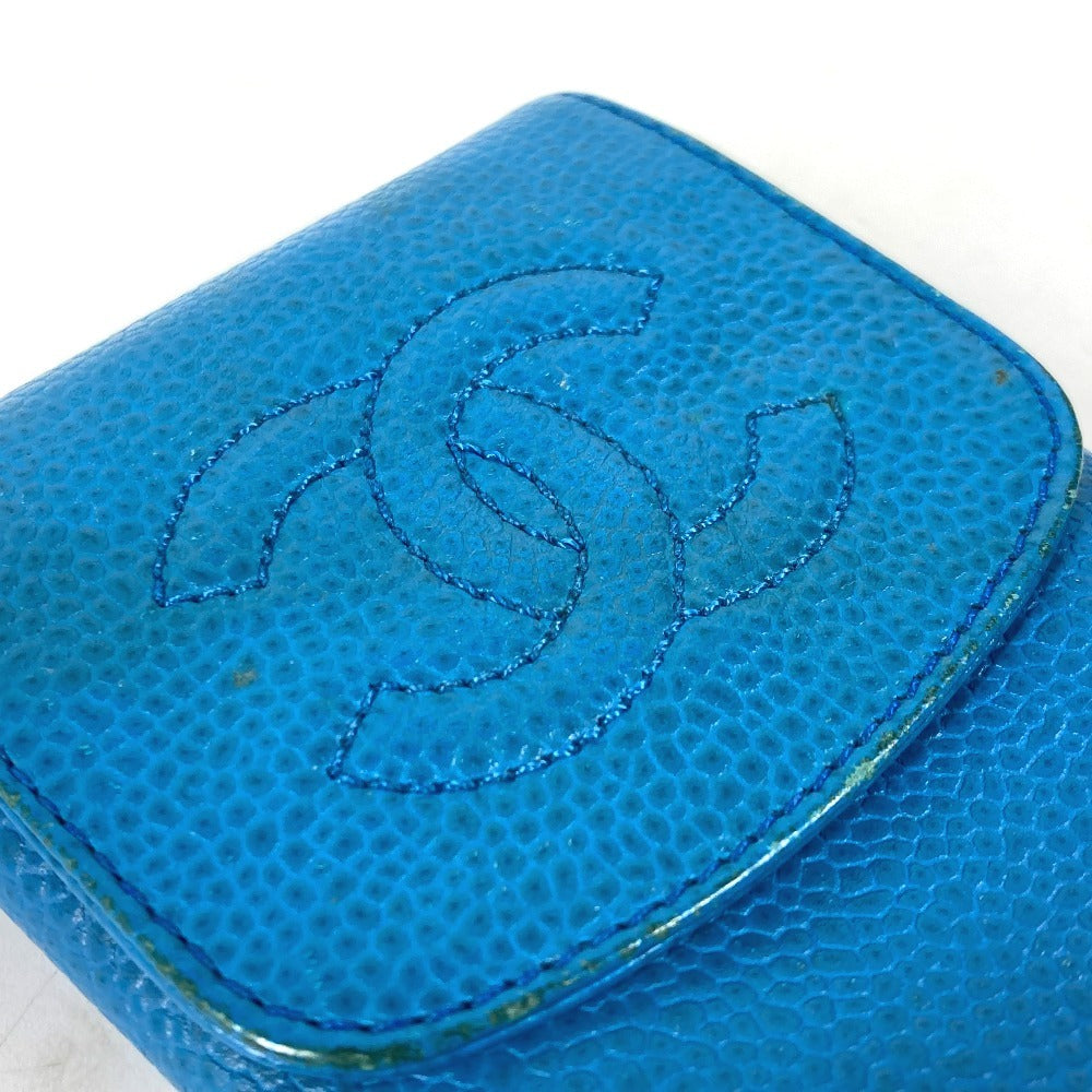 CHANEL Cigarette case A13511 Caviar skin blue CC COCO Mark