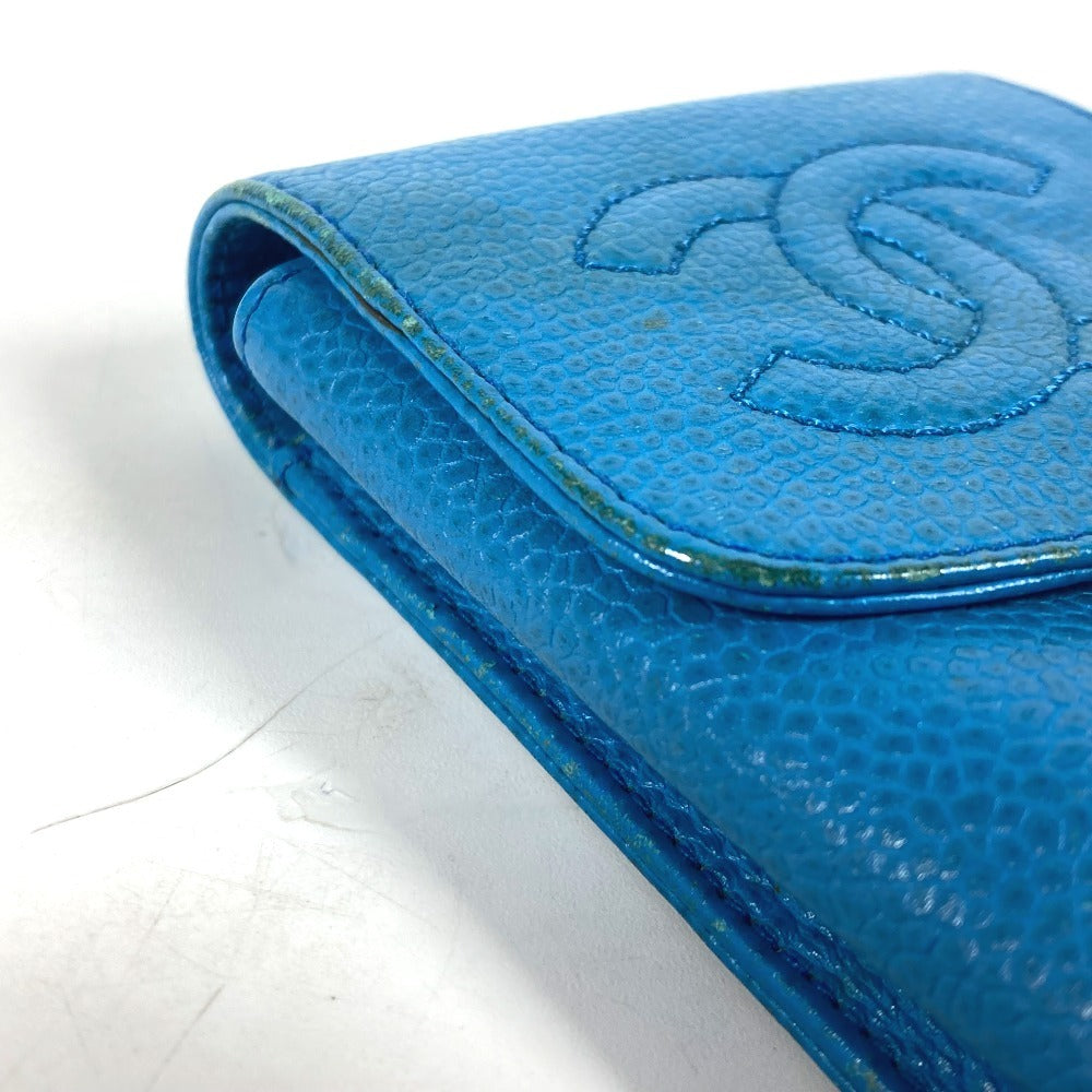CHANEL Cigarette case A13511 Caviar skin blue CC COCO Mark