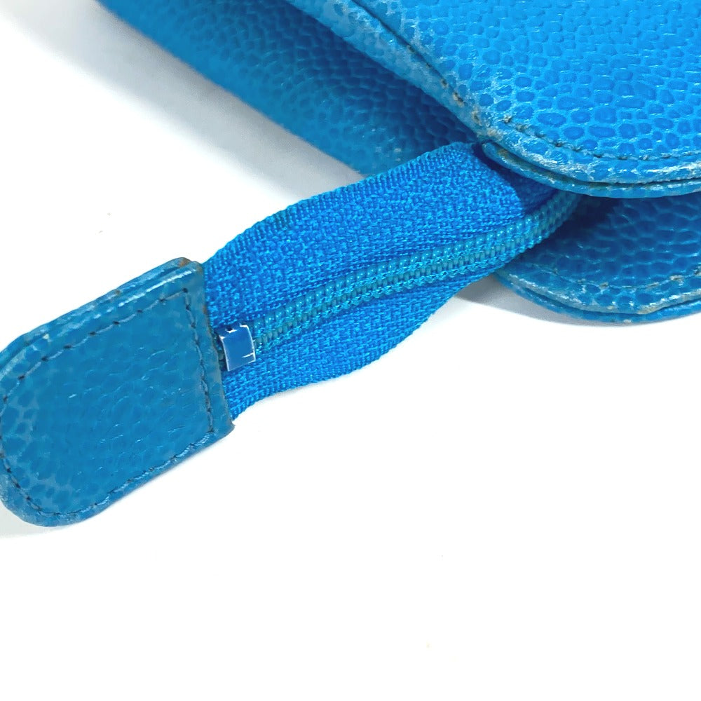 CHANEL Pouch Caviar skin blue Multi pouch CC COCO Mark