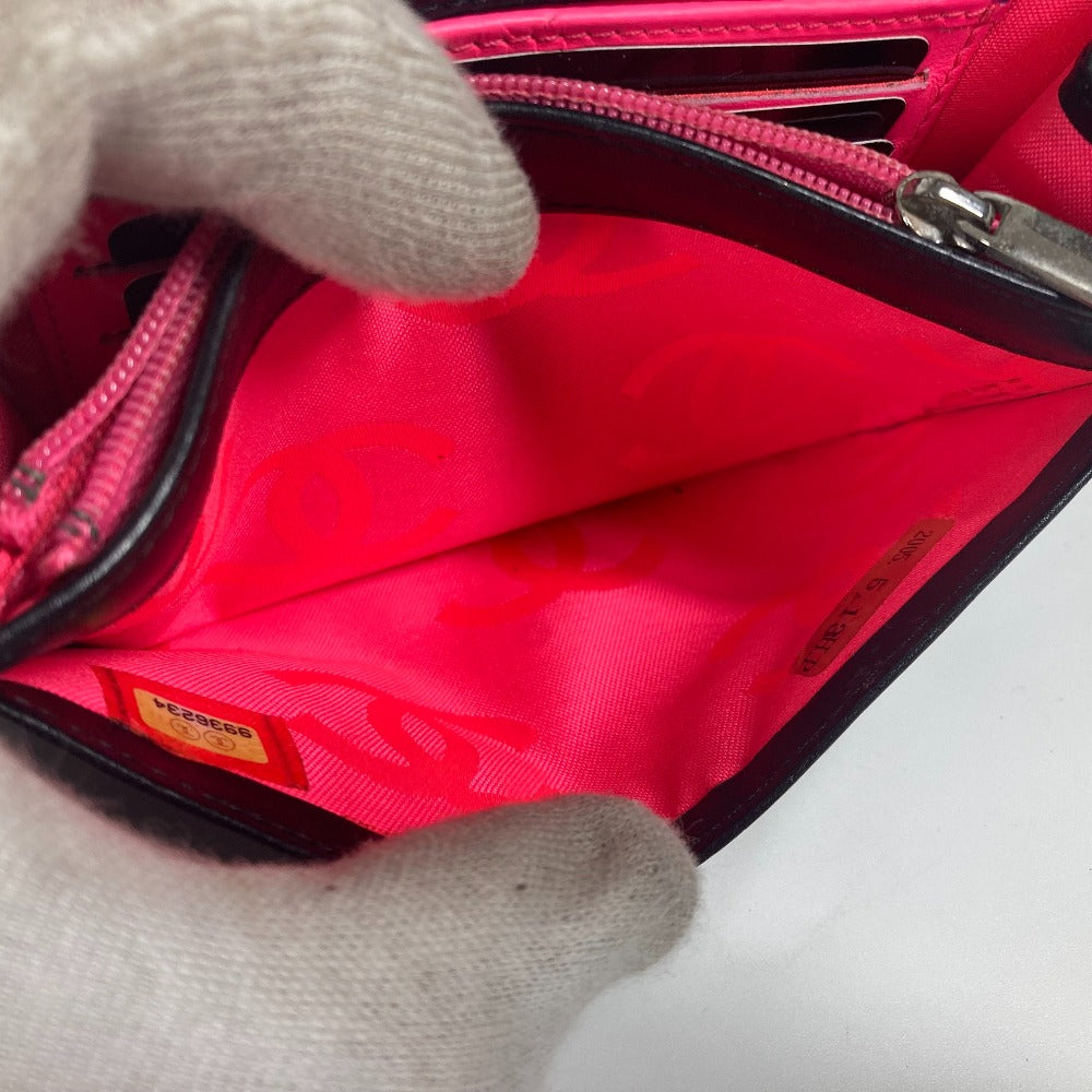 CHANEL Folded wallet leather black Cambon line CC COCO Mark