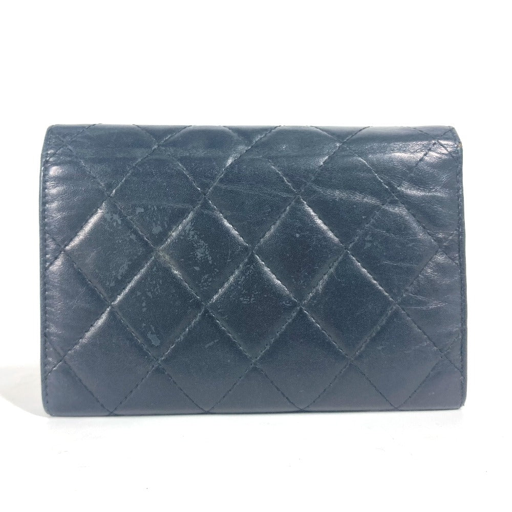 CHANEL Folded wallet leather black Cambon line CC COCO Mark