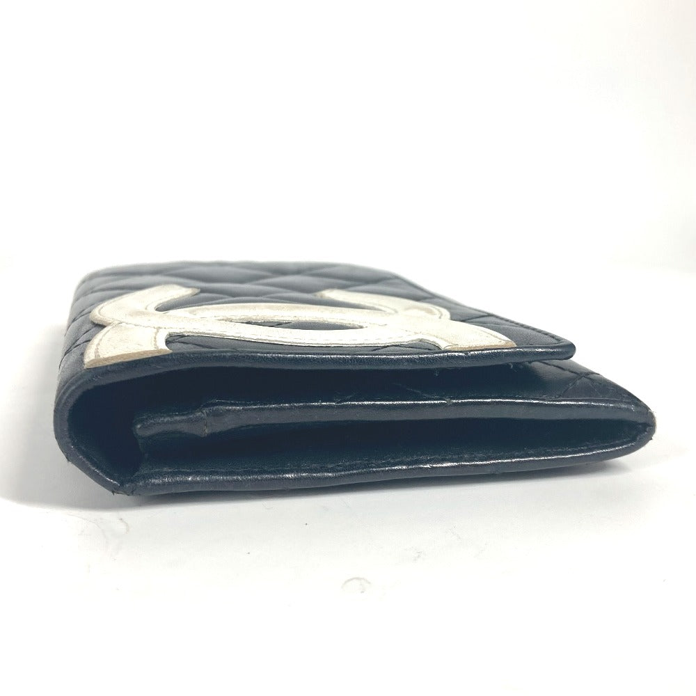CHANEL Folded wallet leather black Cambon line CC COCO Mark