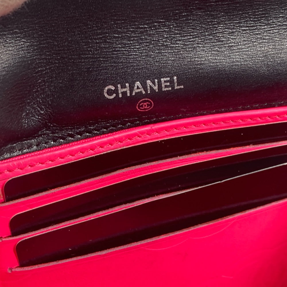 CHANEL Folded wallet leather black Cambon line CC COCO Mark