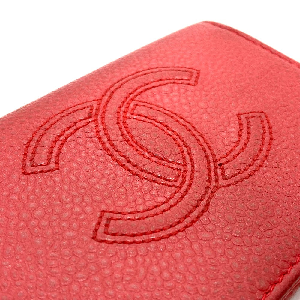 CHANEL Trifold wallet A70796 Caviar skin salmon pink CC COCO Mark W Hook Wallet Small Flap Wallet