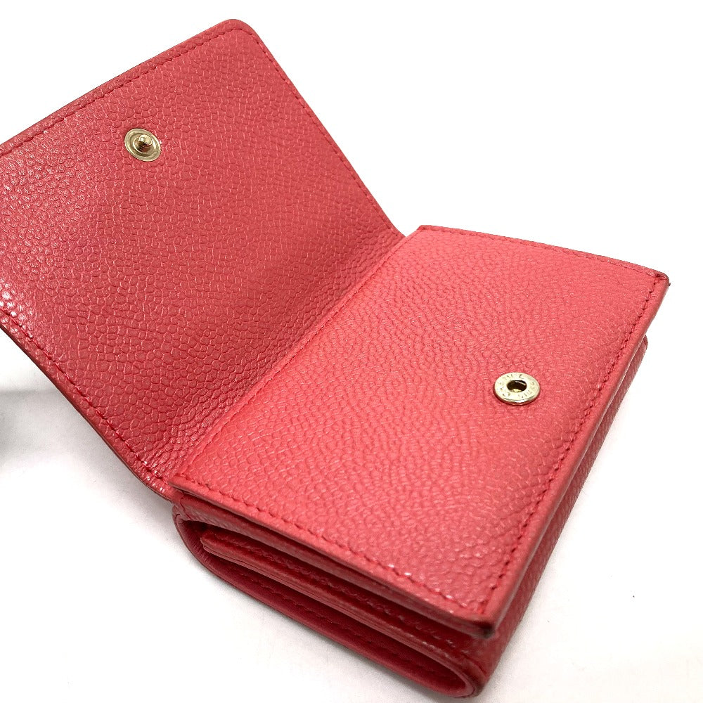 CHANEL Trifold wallet A70796 Caviar skin salmon pink CC COCO Mark W Hook Wallet Small Flap Wallet