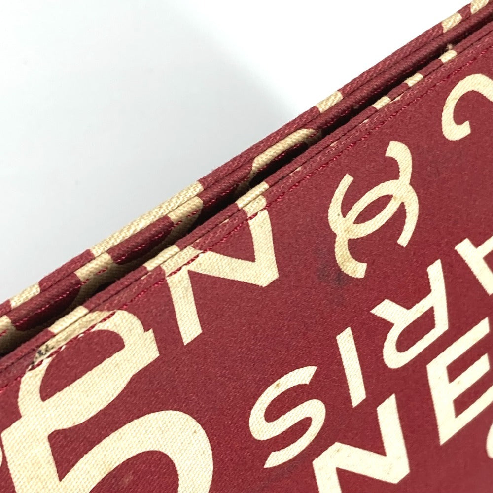CHANEL Pouch canvas Red Bysy line logo