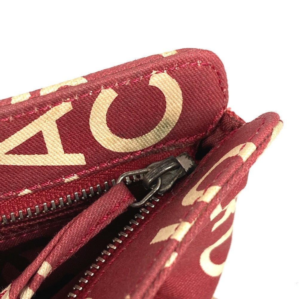 CHANEL Pouch canvas Red Bysy line logo