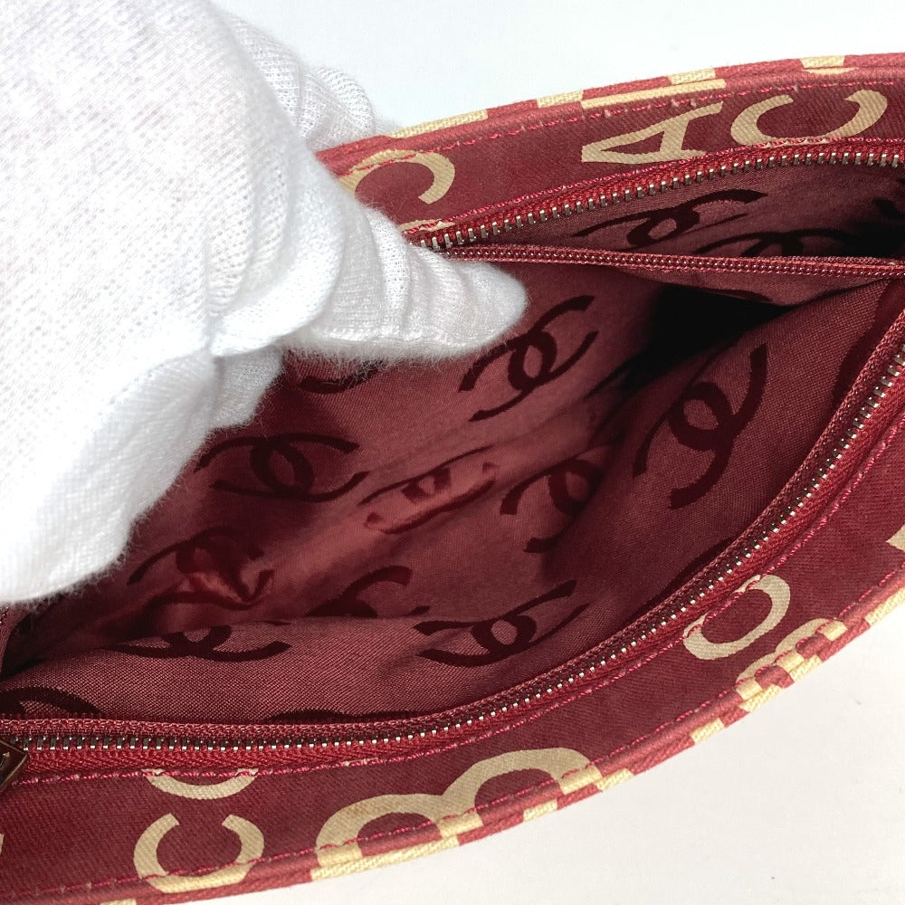 CHANEL Pouch canvas Red Bysy line logo