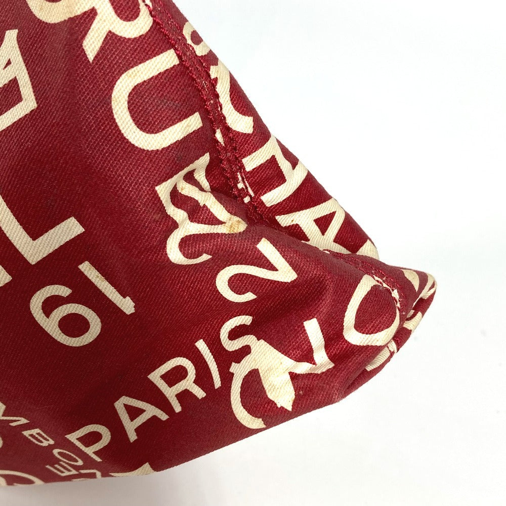 CHANEL Pouch canvas Red Bysy line logo