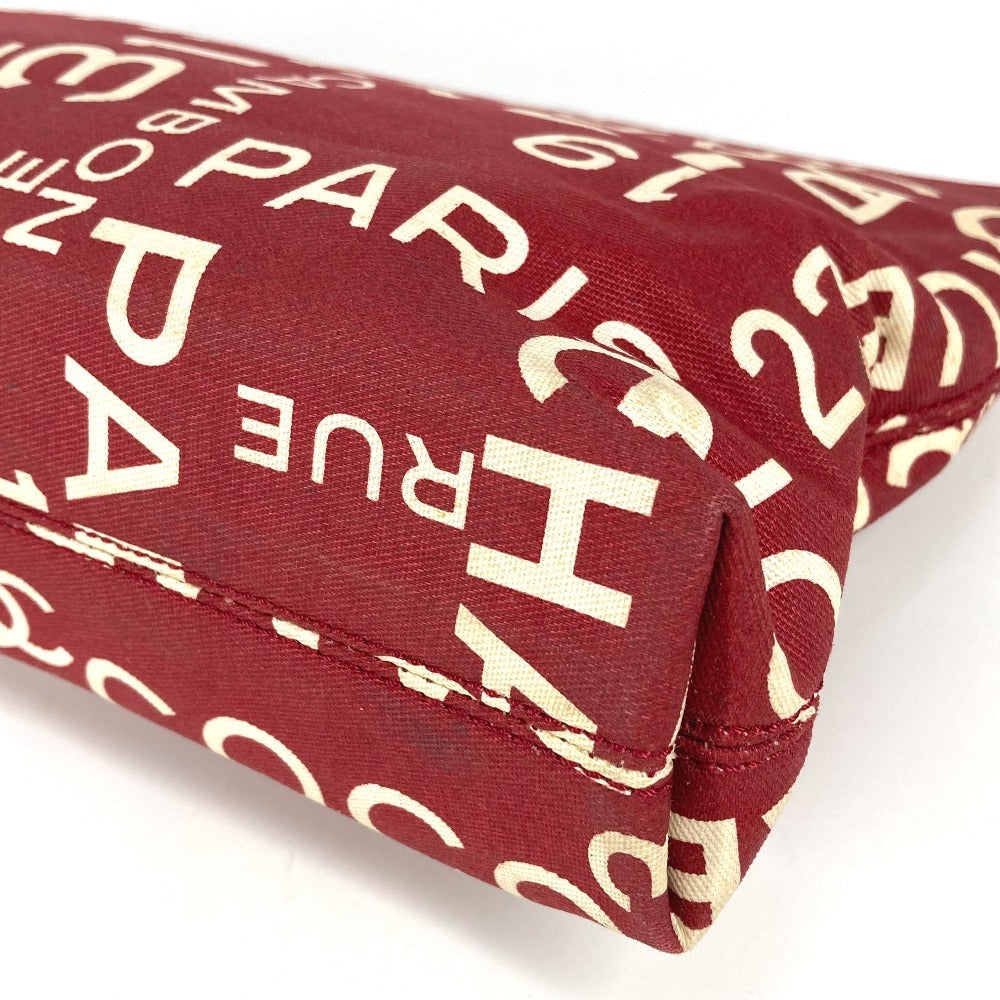 CHANEL Pouch canvas Red Bysy line logo