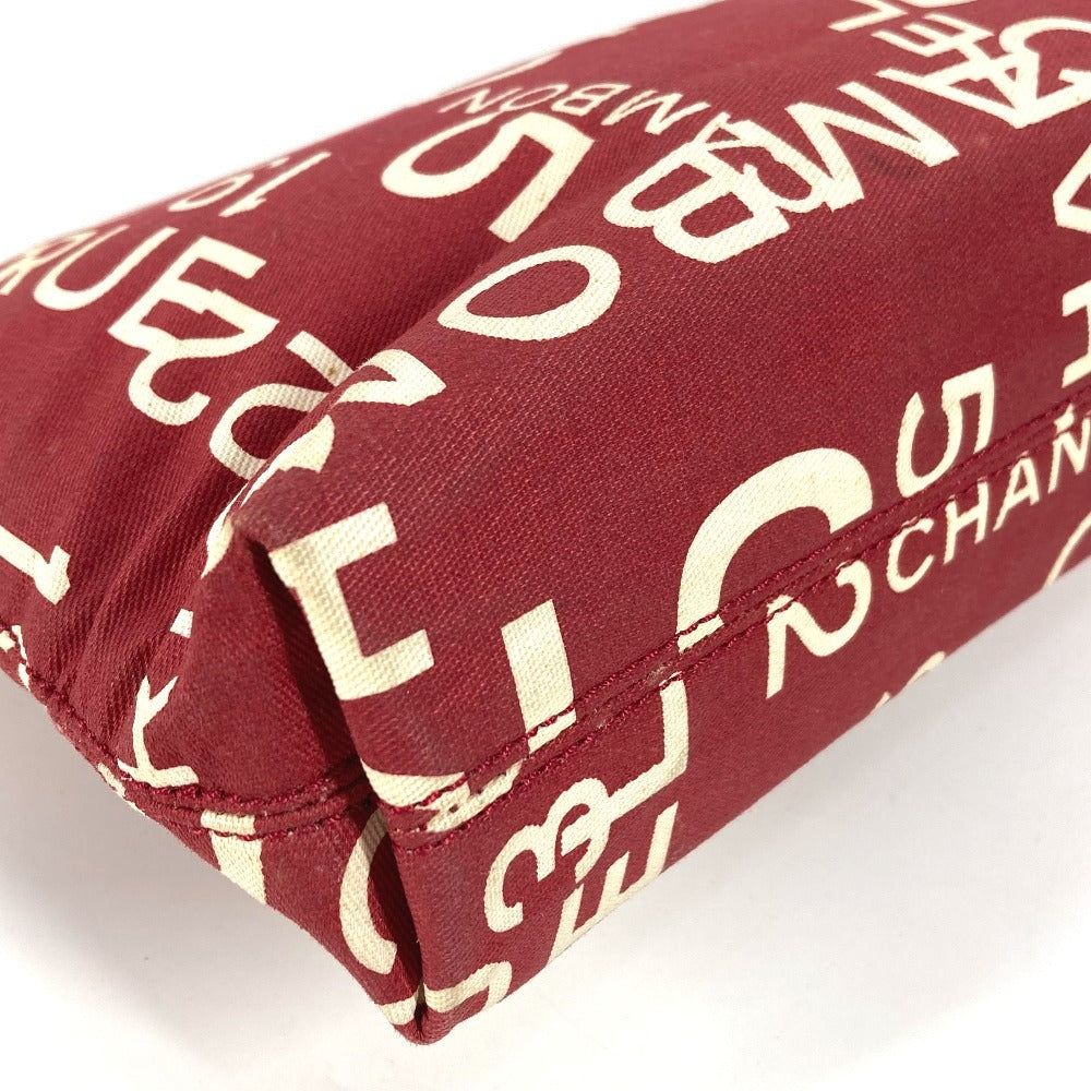 CHANEL Pouch canvas Red Bysy line logo