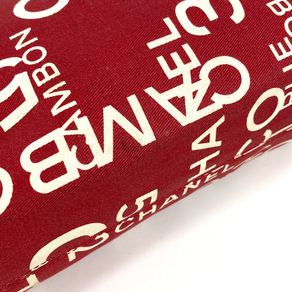 CHANEL Pouch canvas Red Bysy line logo