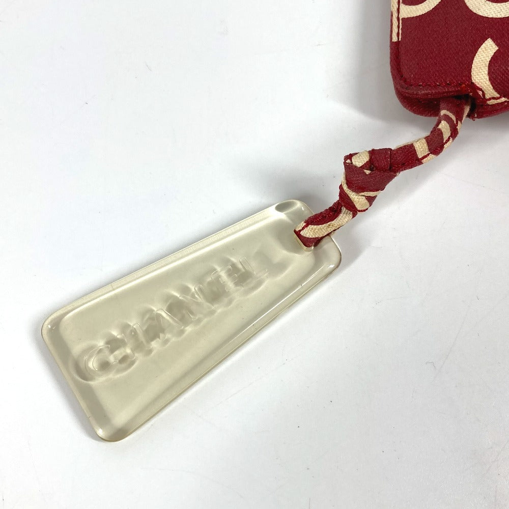 CHANEL Pouch canvas Red Bysy line logo