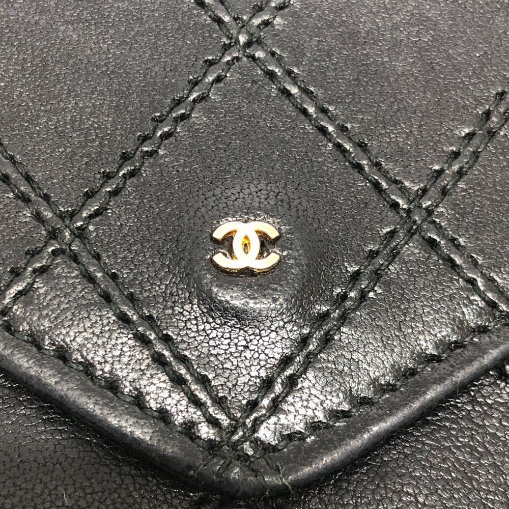 CHANEL Long Wallet Purse lambskin black Matrasse