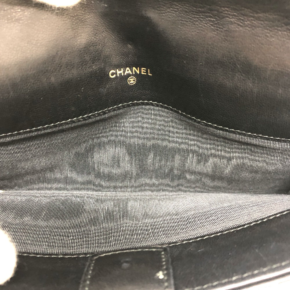 CHANEL Long Wallet Purse lambskin black Matrasse