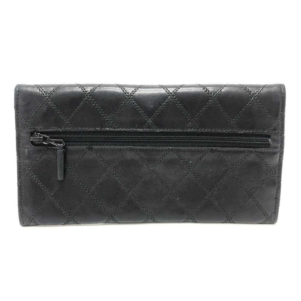 CHANEL Long Wallet Purse lambskin black Matrasse