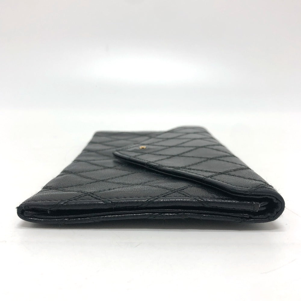 CHANEL Long Wallet Purse lambskin black Matrasse