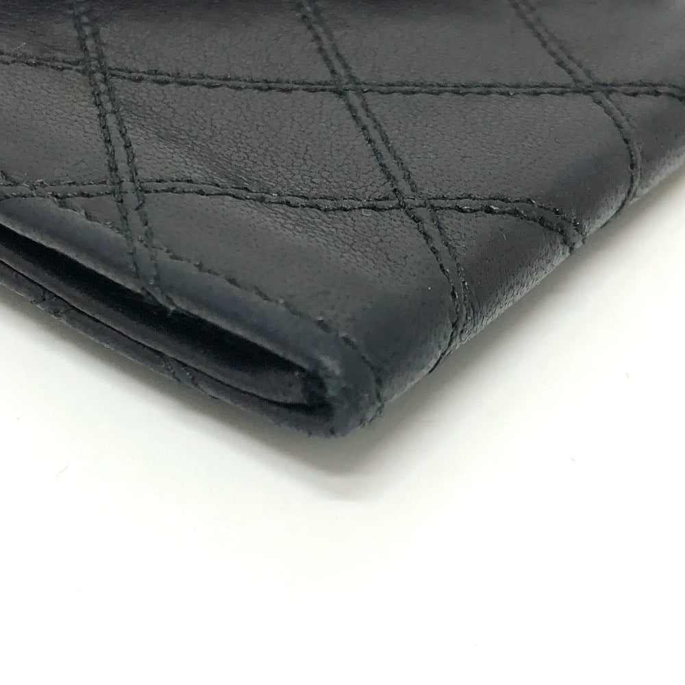 CHANEL Long Wallet Purse lambskin black Matrasse