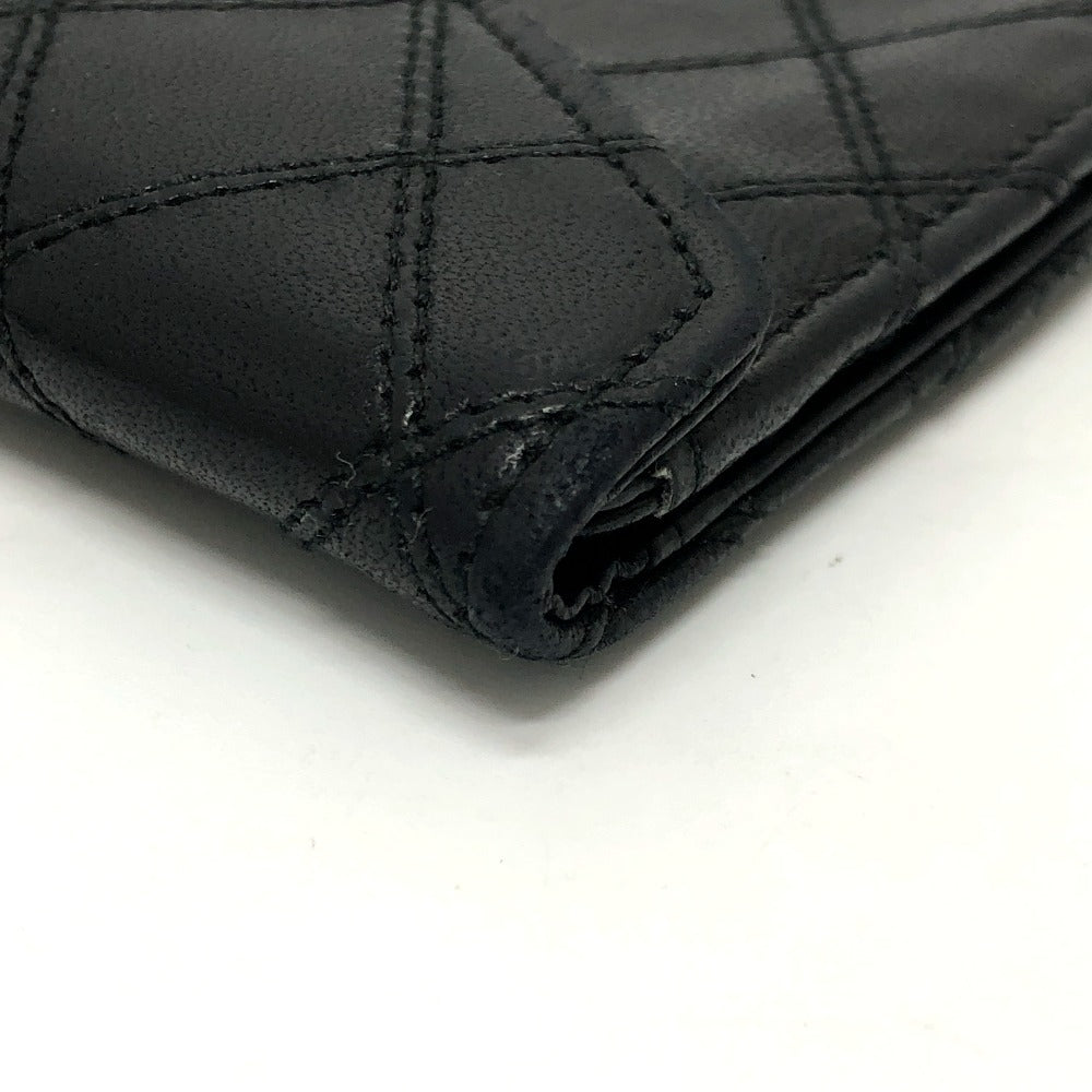 CHANEL Long Wallet Purse lambskin black Matrasse