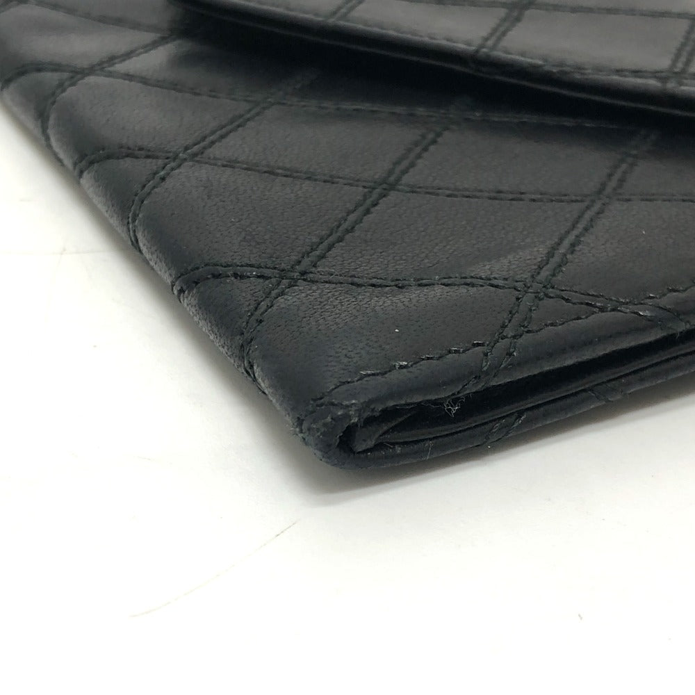 CHANEL Long Wallet Purse lambskin black Matrasse
