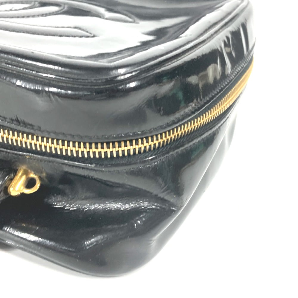 CHANEL Vanity bag enamel black vintage CC COCO Mark Women Used Authentic
