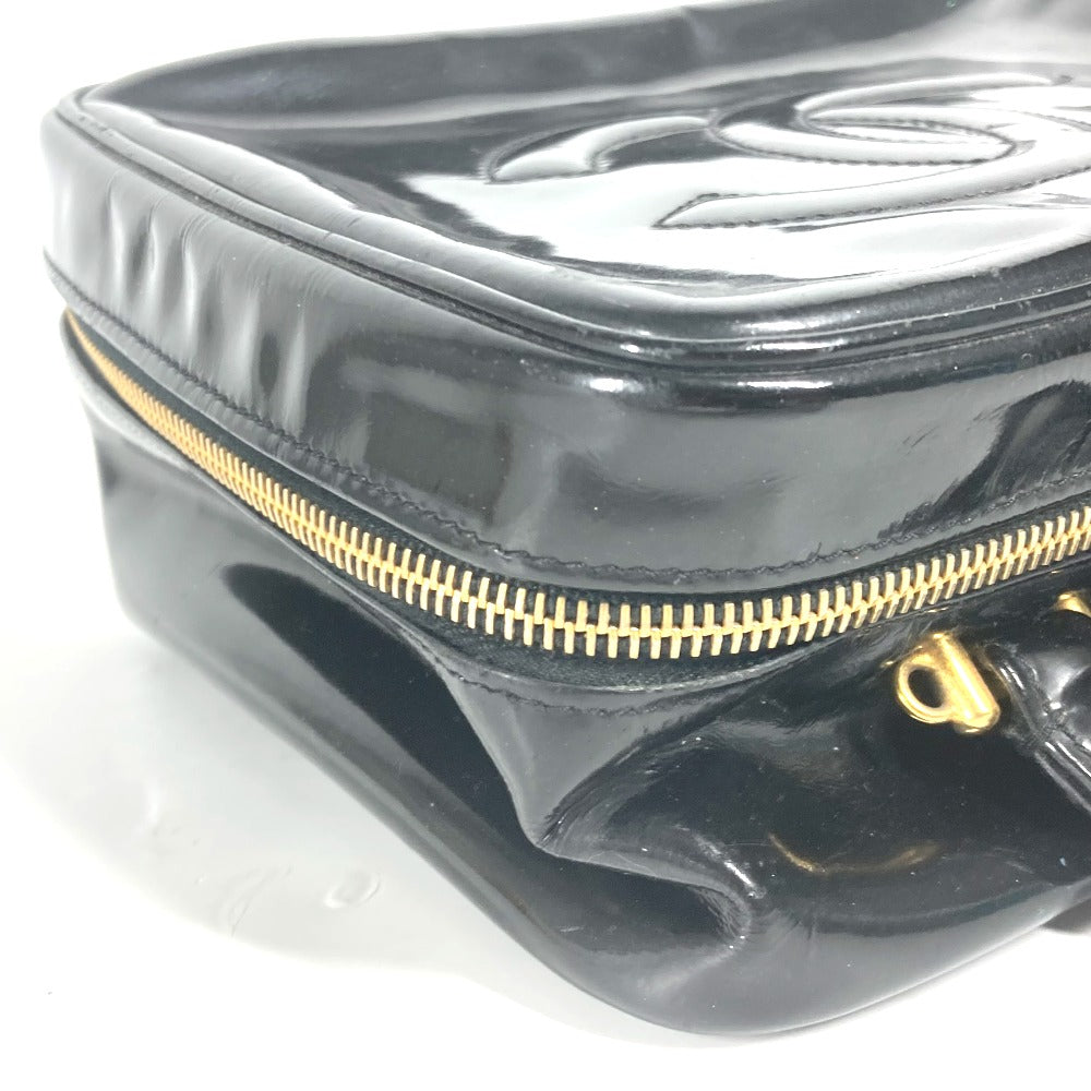 CHANEL Vanity bag enamel black vintage CC COCO Mark Women Used Authentic