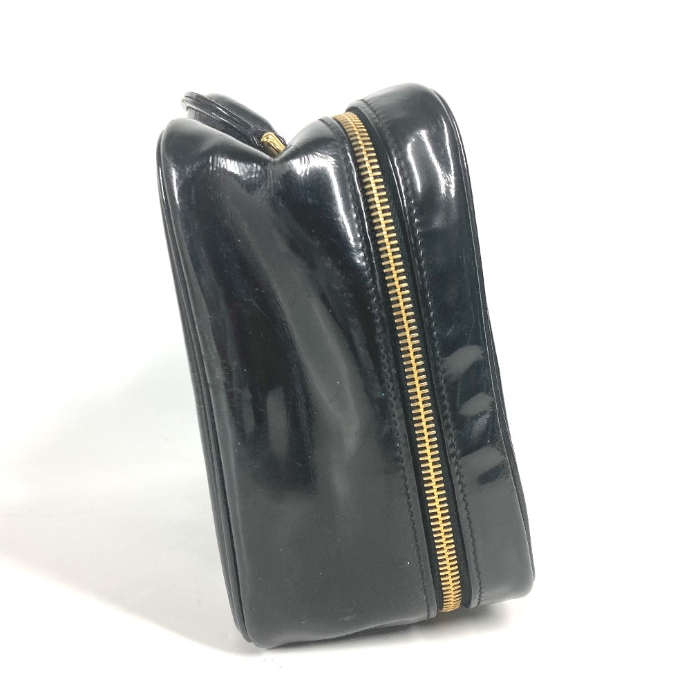 CHANEL Vanity bag enamel black vintage CC COCO Mark