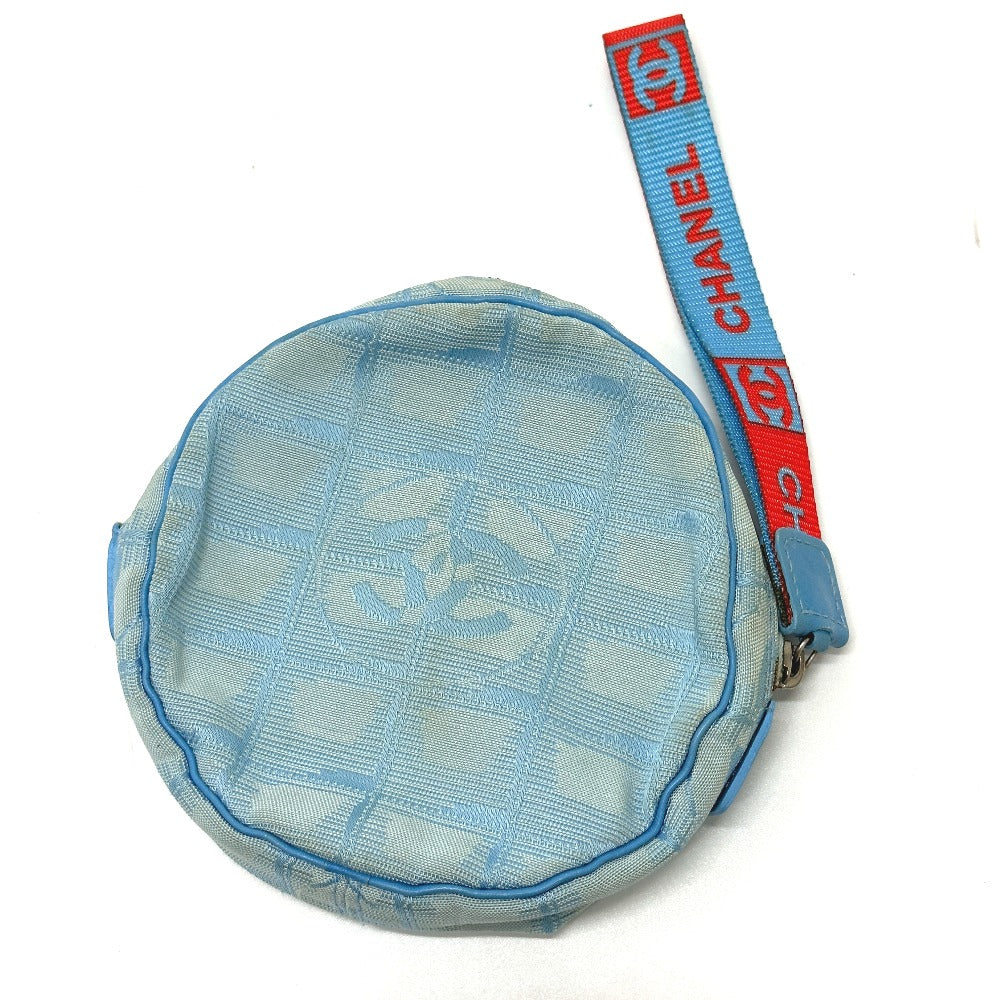 CHANEL Pouch Nylon blue Sports round