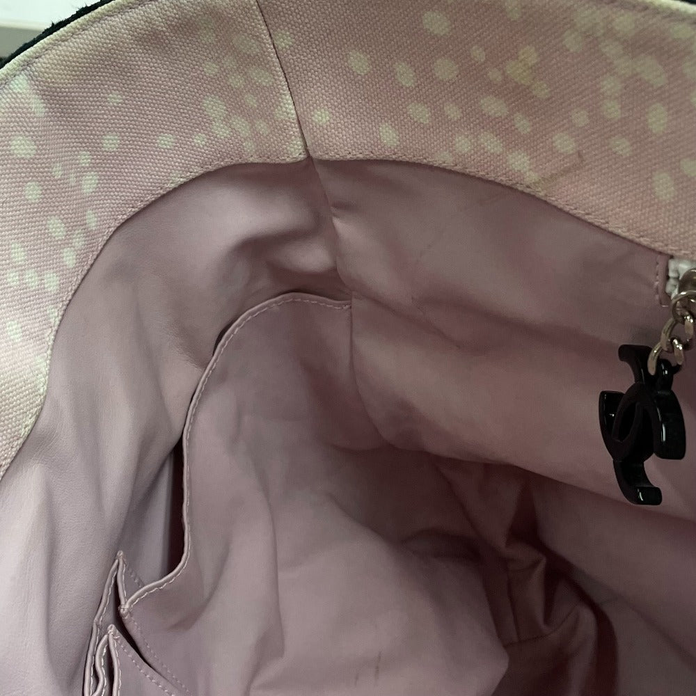 CHANEL Tote Bag canvas Light pink x black COCO Mark