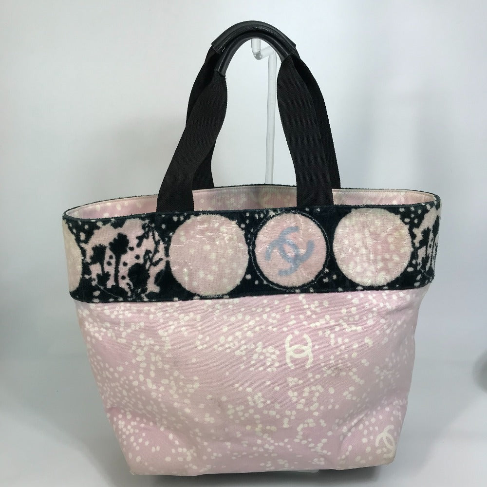 CHANEL Tote Bag canvas Light pink x black COCO Mark