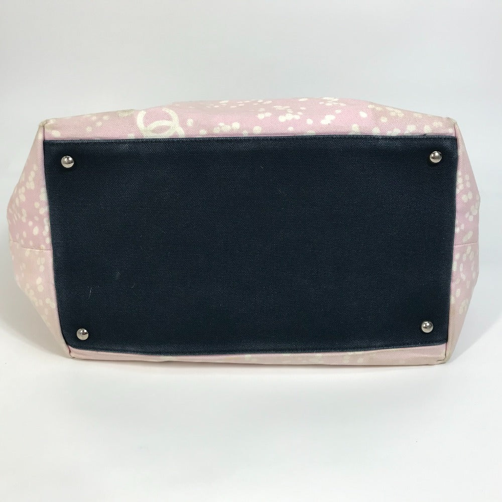 CHANEL Tote Bag canvas Light pink x black COCO Mark