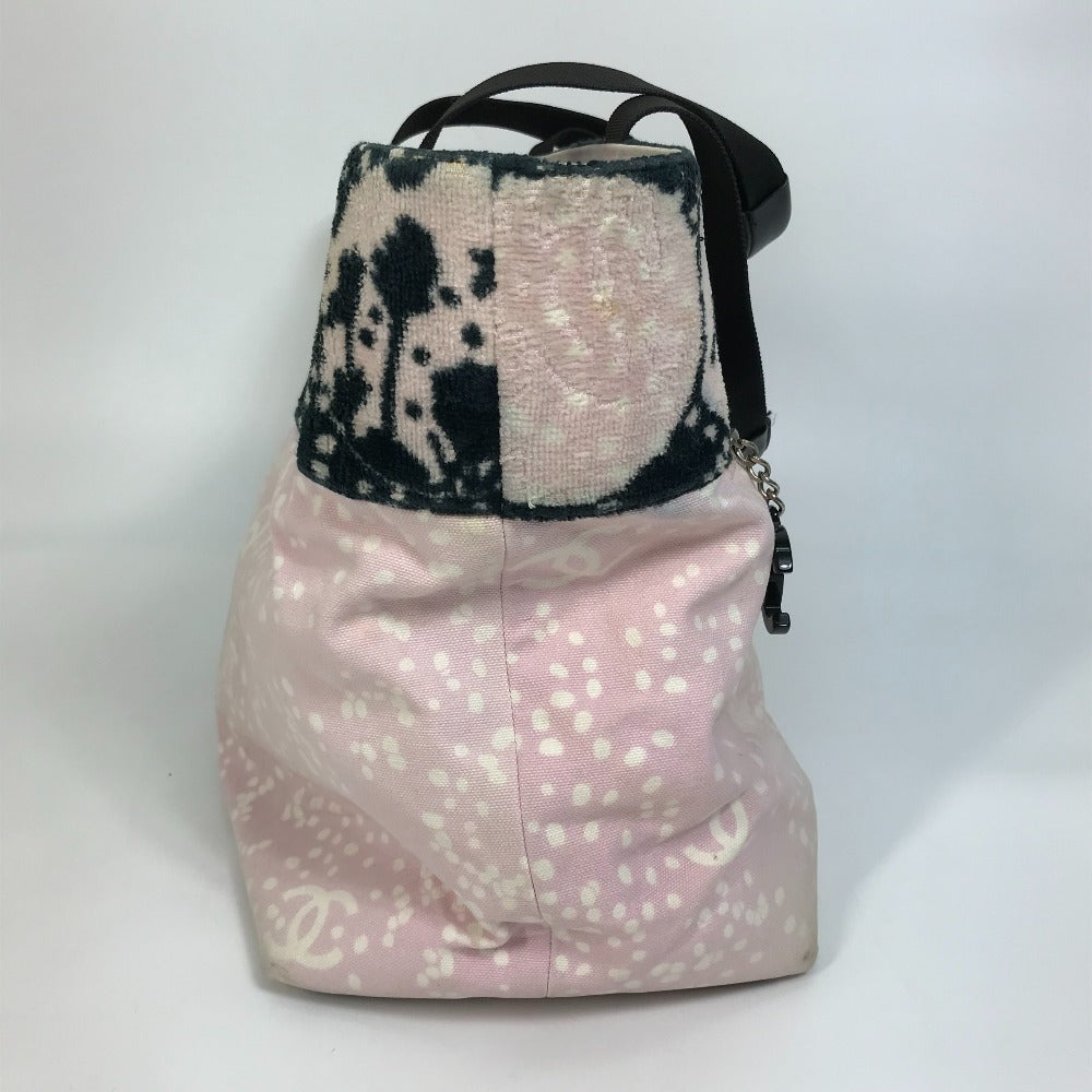 CHANEL Tote Bag canvas Light pink x black COCO Mark