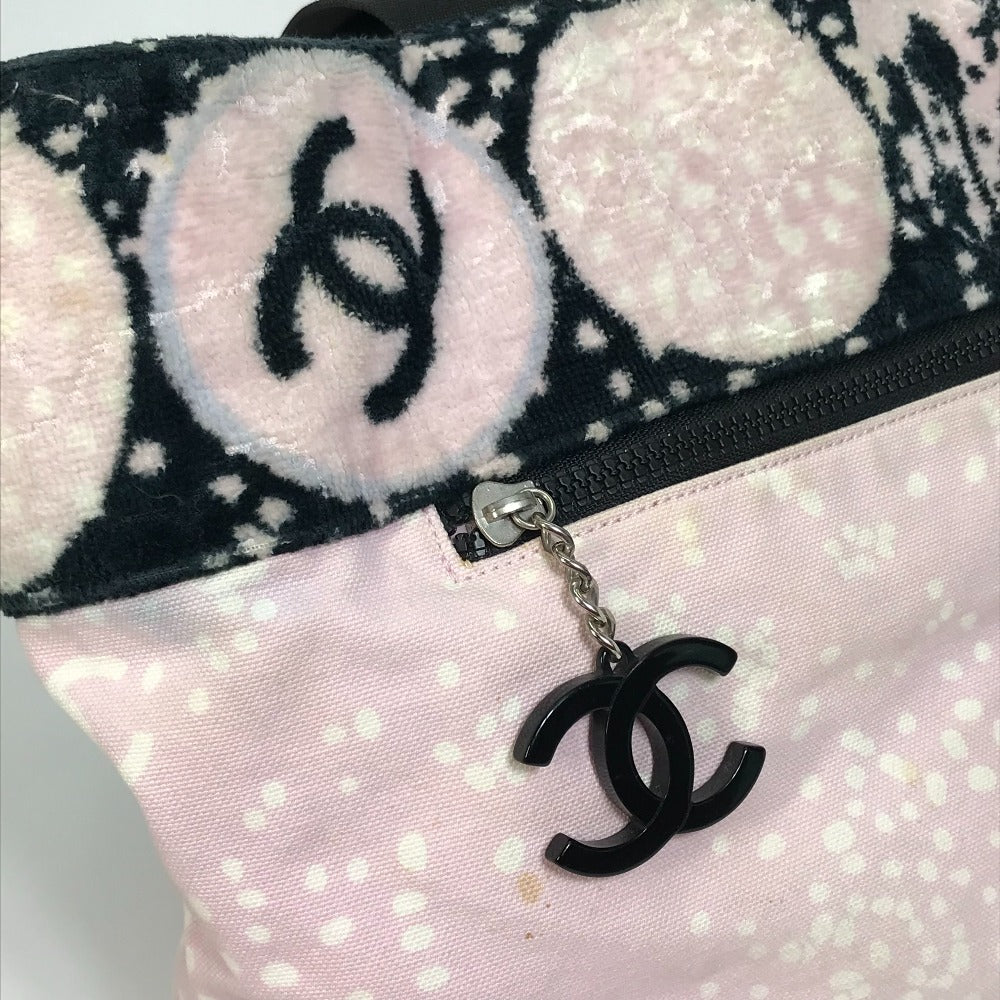 CHANEL Tote Bag canvas Light pink x black COCO Mark