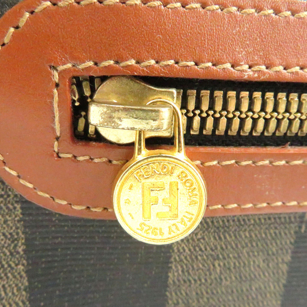 FENDI Handbag PVC Brown Pekan Women Used Authentic