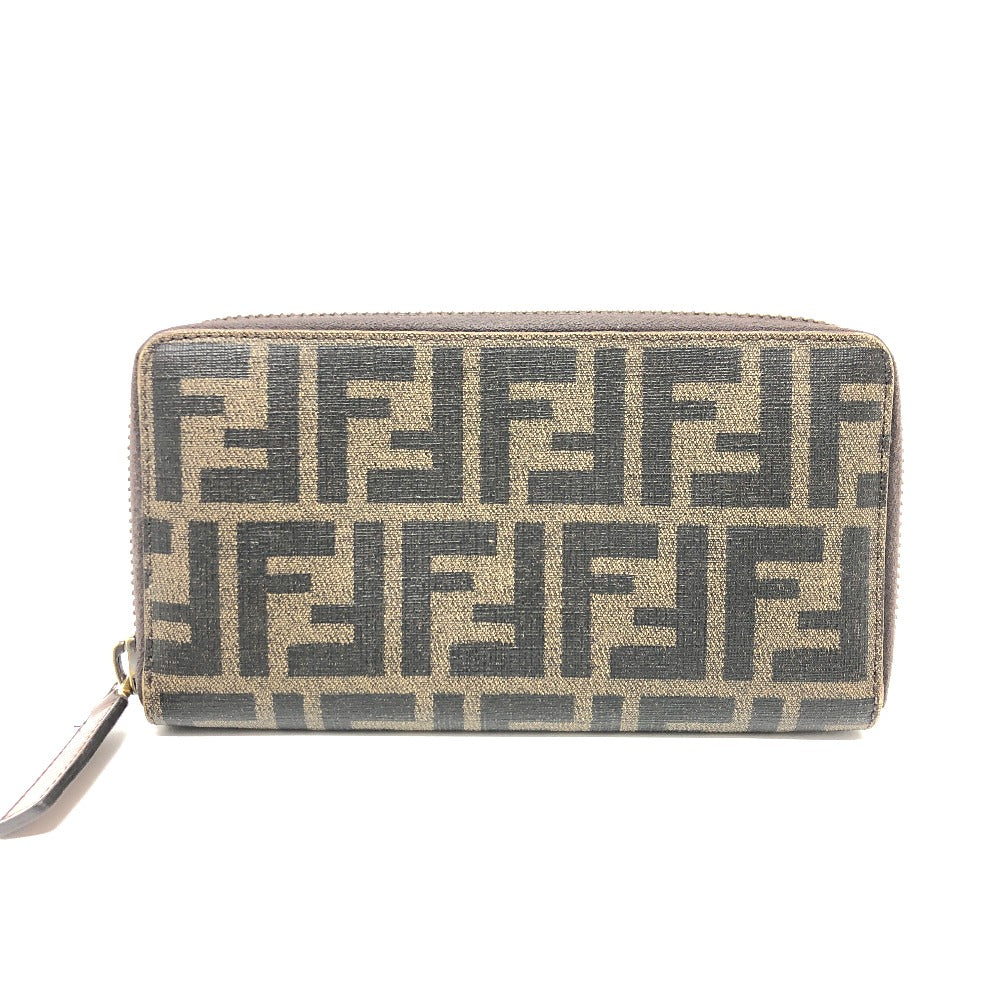 FENDI Long Wallet Purse 7M0174 PVC / Leather Brown Zucca mens Used Authentic