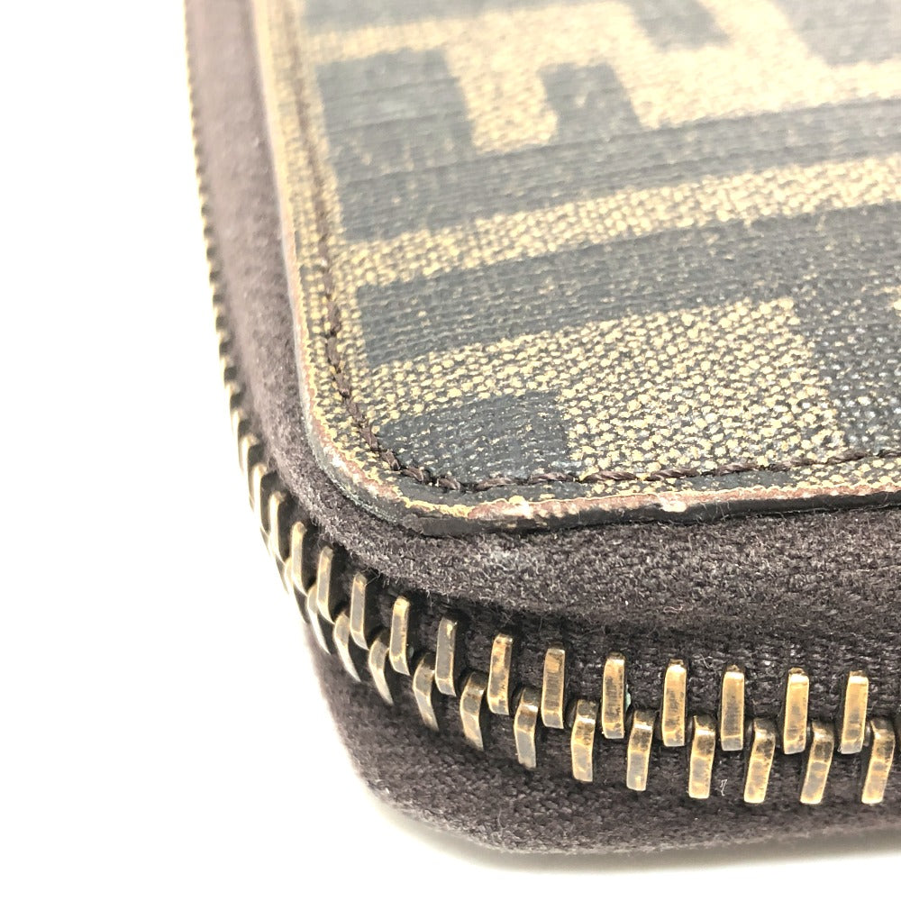 FENDI Long Wallet Purse 7M0174 PVC / Leather Brown Zucca mens Used Authentic