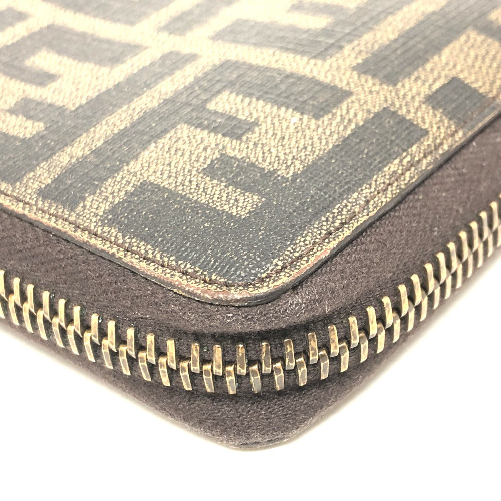 FENDI Long Wallet Purse 7M0174 PVC / Leather Brown Zucca mens Used Authentic